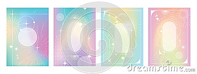 Gradient fluid poster template, blur figure holographic u2k background, vector line abstract shapes. Vector Illustration