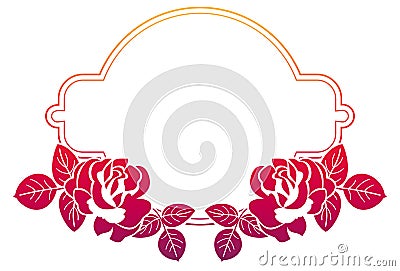 Gradient frame with roses. Raster clip art. Stock Photo