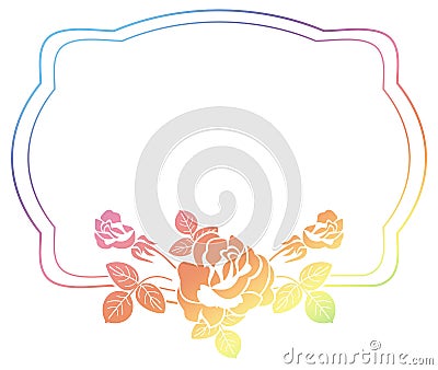 Gradient frame with roses. Raster clip art. Stock Photo