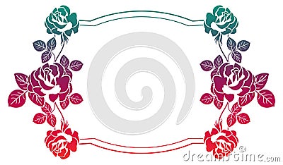 Gradient frame with roses. Raster clip art. Stock Photo