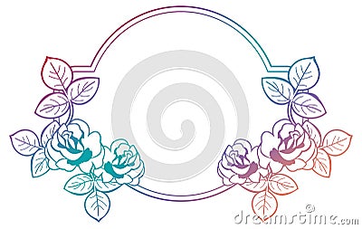 Gradient frame with roses. Raster clip art. Stock Photo