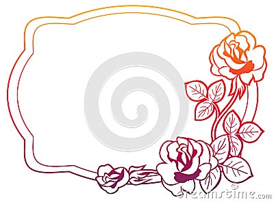Gradient frame with roses. Raster clip art. Stock Photo