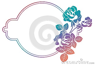 Gradient frame with roses. Raster clip art. Stock Photo