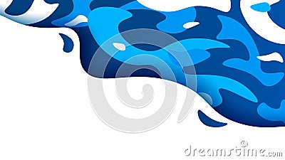 Gradient futuristic blue wave flow isolated on white background Vector Illustration