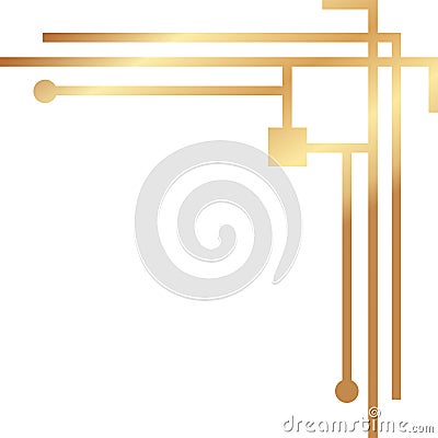 Gradient gold lines and circles creating an elegant geometric corner border, perfect for adding a touch of Vector Illustration