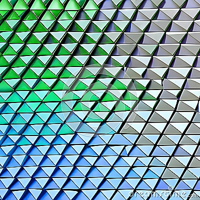 A gradient of green and blue triangles arranged in a mosaic pattern4, Generative AI Stock Photo
