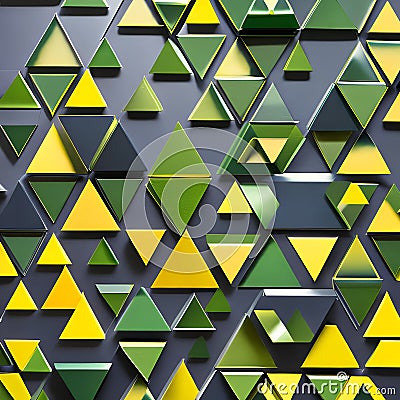 A gradient of green and yellow triangles arranged in a diamond pattern3, Generative AI Stock Photo