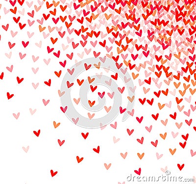 gradient of hearts descending in shades of pink and red Vector Illustration