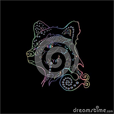 Gradient illustration of a psychodelic beautiful bear. The idea for a tattoo Vector Illustration