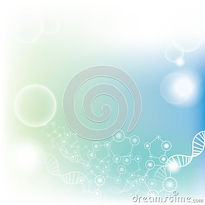 Gradient light blue and turquoise background with molecules DNA Vector Illustration