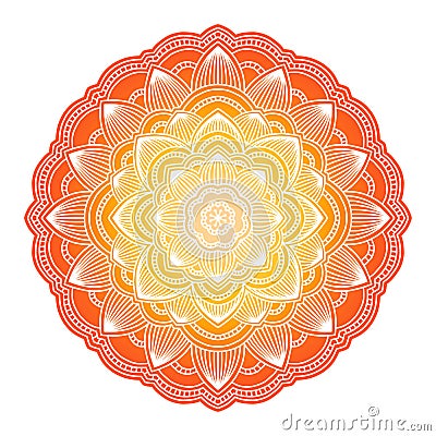 Gradient mandala. Circle ethnic ornament. Hand drawn traditional indian round element. Spiritual meditation yoga henna Vector Illustration