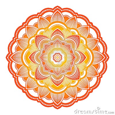Gradient mandala. Circle ethnic ornament. Hand drawn traditional indian round element. Spiritual meditation yoga henna Vector Illustration