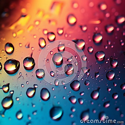 Gradient mixed colors backdrop adorned with delicate small raindrops Stock Photo