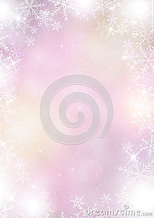 Gradient mixed purple winter paper background with snowflake border Vector Illustration