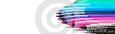Gradient from open felt-tip pens in banner format Stock Photo