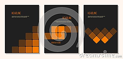 Gradient orange squares on dark background, Vector Illustration