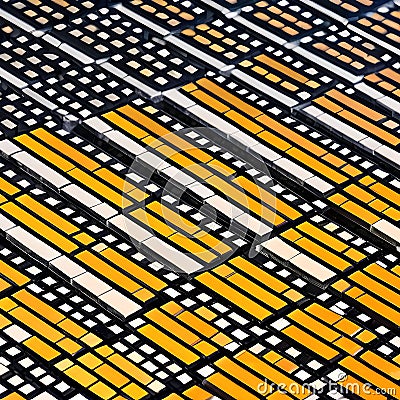 A gradient of orange and yellow triangles arranged in a mosaic pattern1, Generative AI Stock Photo