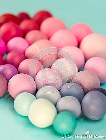Gradient Pastel Pink Blue and Red Candy Balls Stock Photo