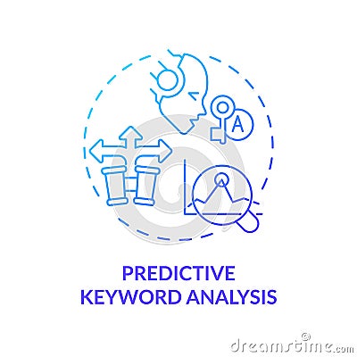 2D gradient predictive keyword analysis icon concept Vector Illustration