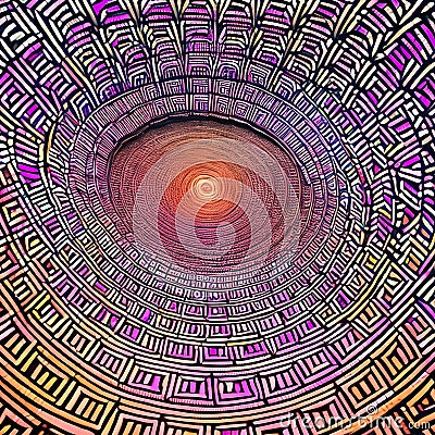 A gradient of purple and pink triangles arranged in a spiral pattern1, Generative AI Stock Photo