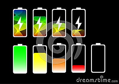 Gradient ribbon charging mobile phone battery status flat icon Vector Illustration