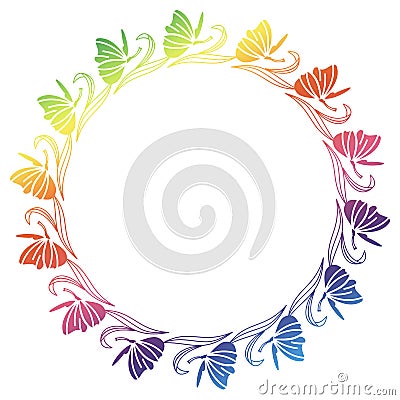 Gradient round frame with butterfly. Stock Photo