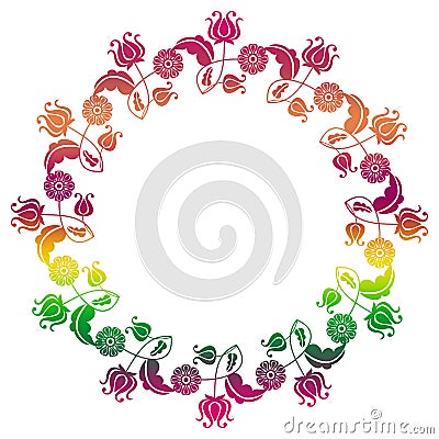 Gradient round frame with flowers Stock Photo