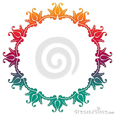 Gradient round frame with flowers Stock Photo