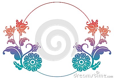 Gradient round frame with flowers Stock Photo