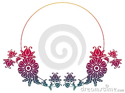 Gradient round frame with flowers Stock Photo