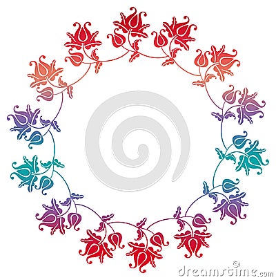 Gradient round frame with flowers Stock Photo