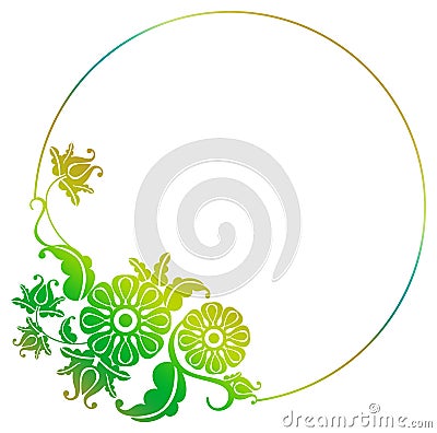 Gradient round frame with flowers Stock Photo