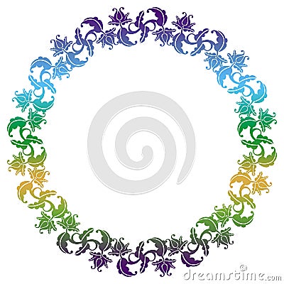 Gradient round frame with flowers Stock Photo