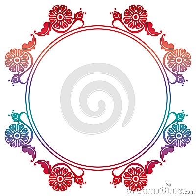 Gradient round frame with flowers Stock Photo