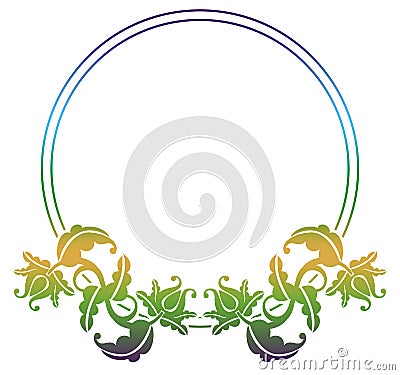 Gradient round frame with flowers Stock Photo