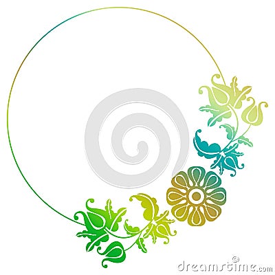 Gradient round frame with flowers Stock Photo