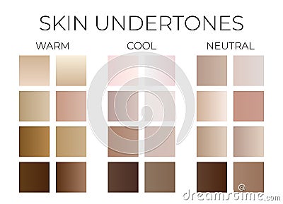 Gradient Skin Undertone Color Swatches with Warm, Cool and Neutral Colors Vector Illustration