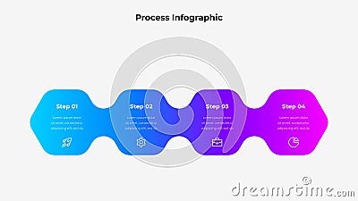 Gradient 4 step Process Infographic with Icons and Descriptive Text Vector Illustration