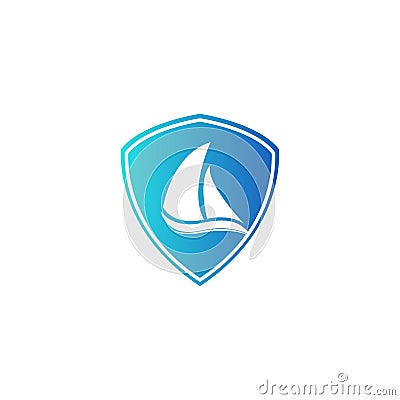 Gradient Style Emblem Design Sailing Ship icon Stock Photo