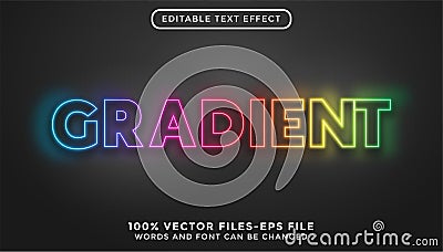 gradient text. editable text effect with neon style premium vectors Vector Illustration