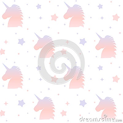 Gradient unicorn silhouette seamless pattern background illustration Cartoon Illustration