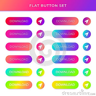 Gradient vector buttons with shadows Vector Illustration
