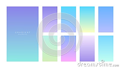 Gradients collection. Smartphone screens with soft colors. Vector Illustration