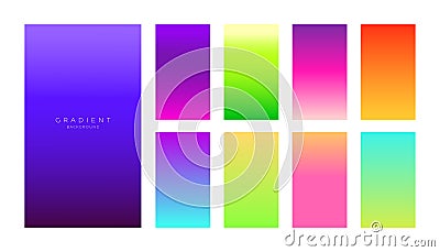 Gradients collection. Smartphone screens with vivid colors. Abstract backgrounds set Vector Illustration