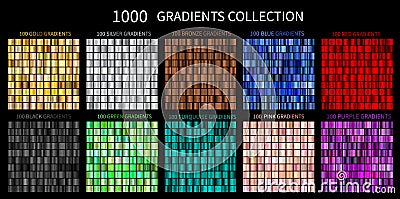 Gradients Vector Megaset Big collection of metallic gradients 1000 glossy colors backgrounds Vector Illustration