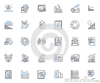 Grading line icons collection. Evaluation, Ranking, Assessment, Scoring, Marking, Feedback, Analysis vector and linear Vector Illustration