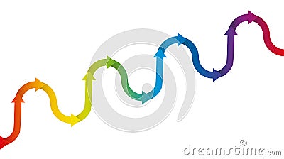 Gradual Upward Trend Symbol Rainbow Colored Arrows Vector Illustration