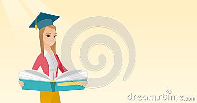 Graduate with book in hands vector illustration. Vector Illustration