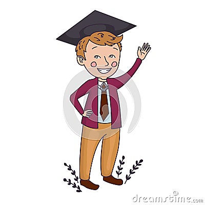 Graduate Boy Vector Illustration