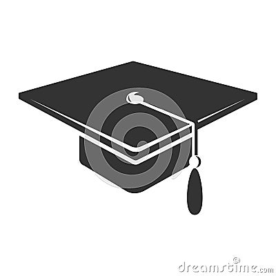 Graduate cap with tassel icon, black academy symbol Vector Illustration